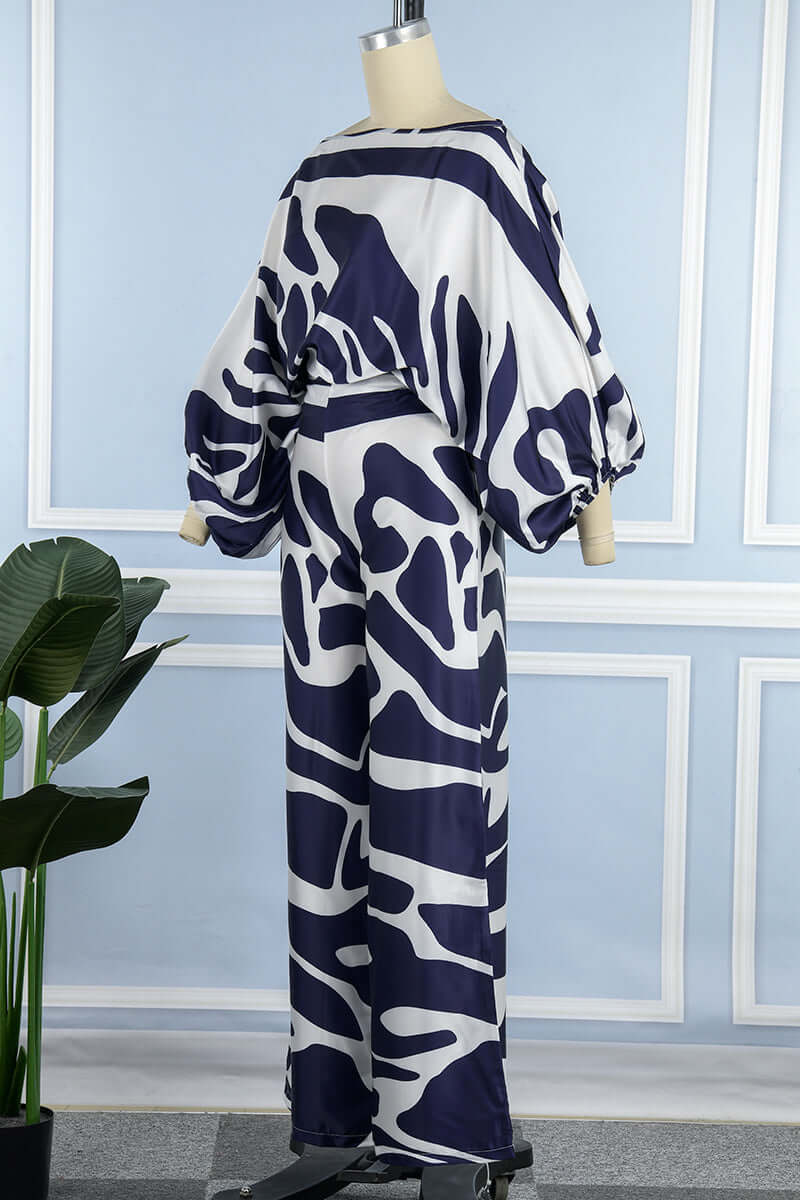 Women's Printed Off-Shoulder Long Sleeve Two-Piece Set