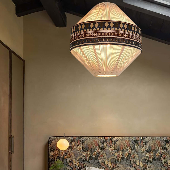 Woven Pendant Lamp with Fringes