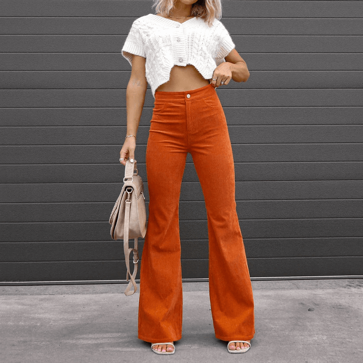 Women's High-Waisted Flared Trousers