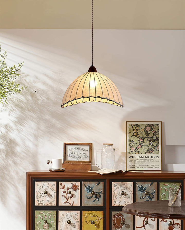Wood & Fabric Pendant Lamp