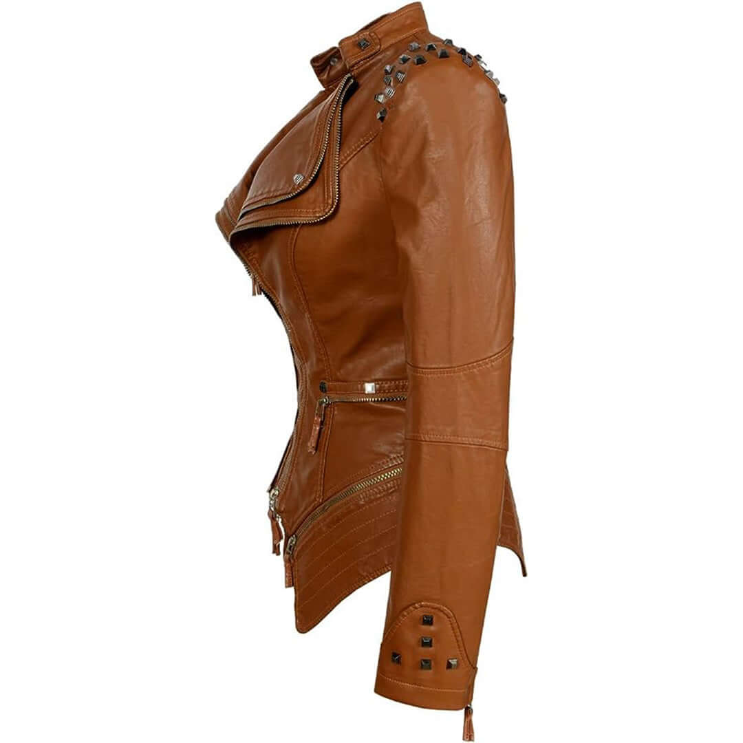Women's Fitted Studded Biker Jacket