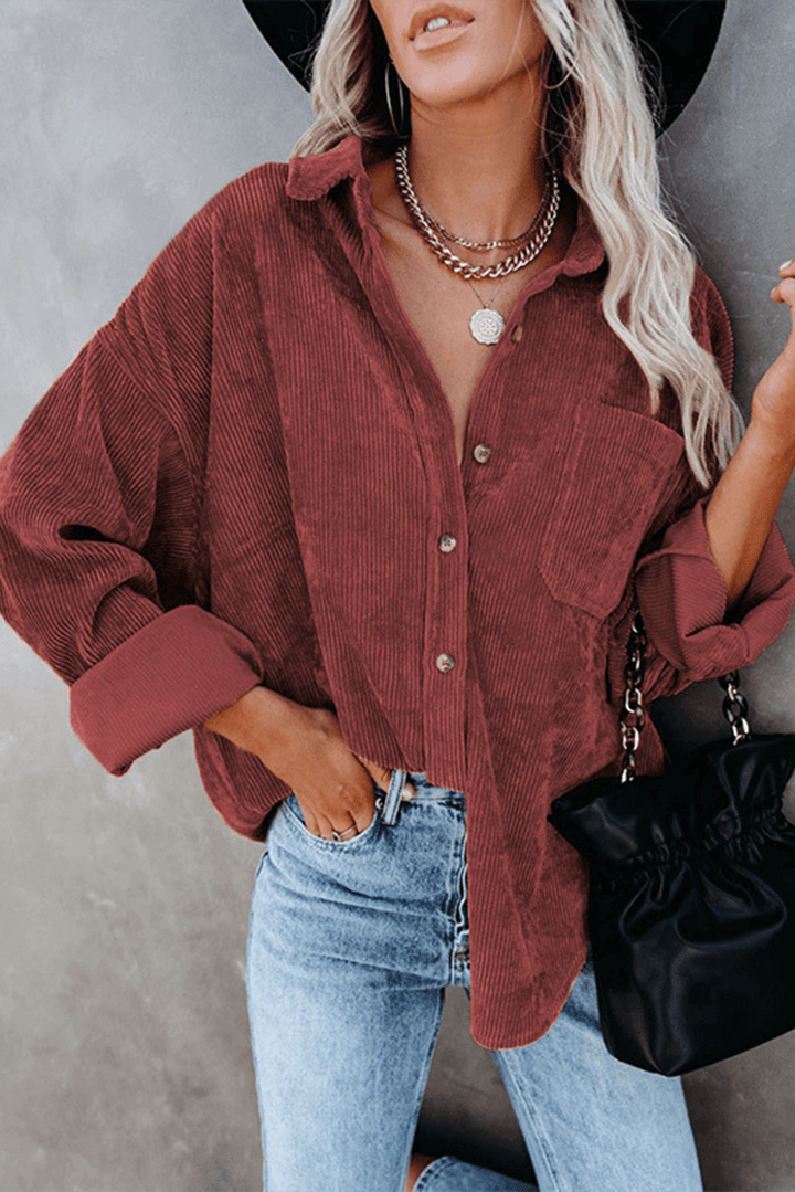 Women's Relaxed Fit Drop Shoulder Long Sleeve Shirt
