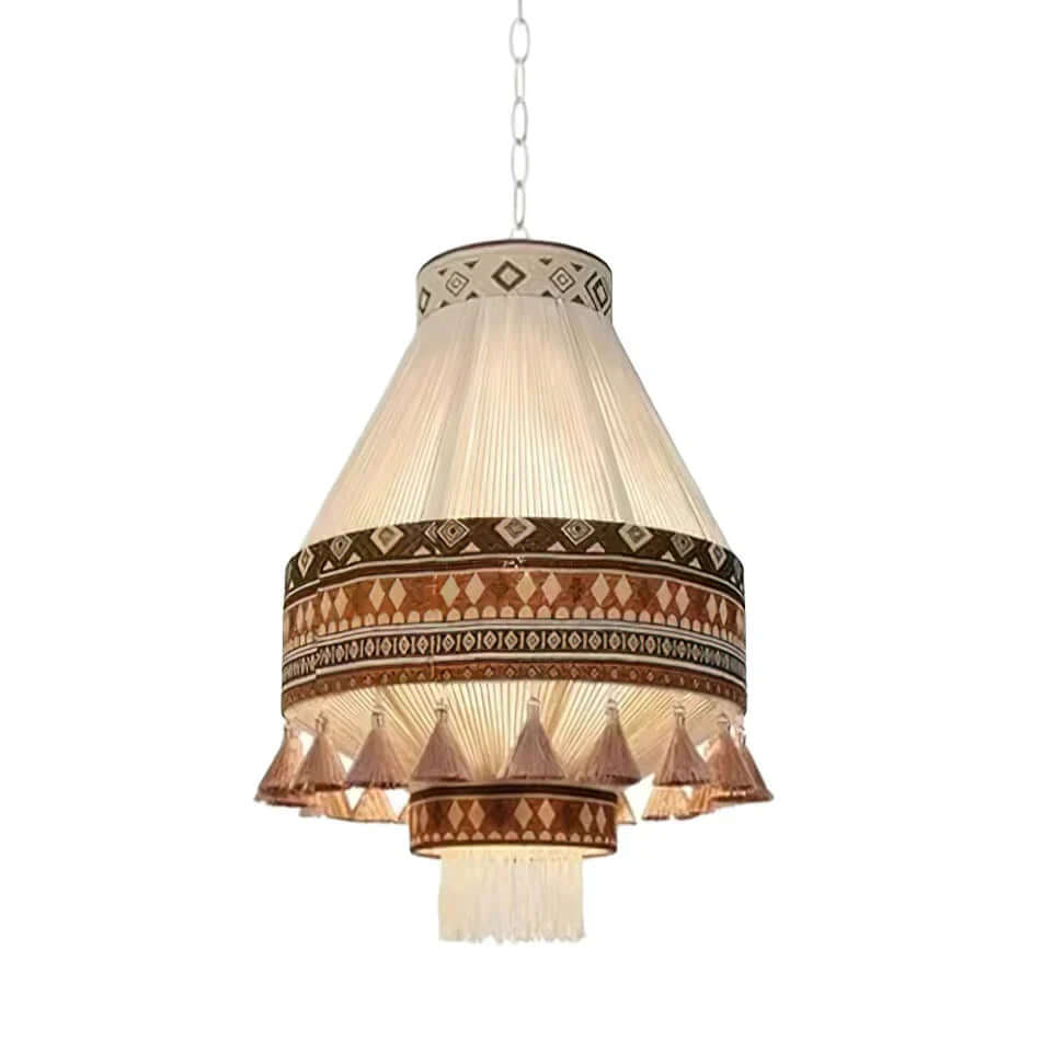 Woven Pendant Lamp with Fringes