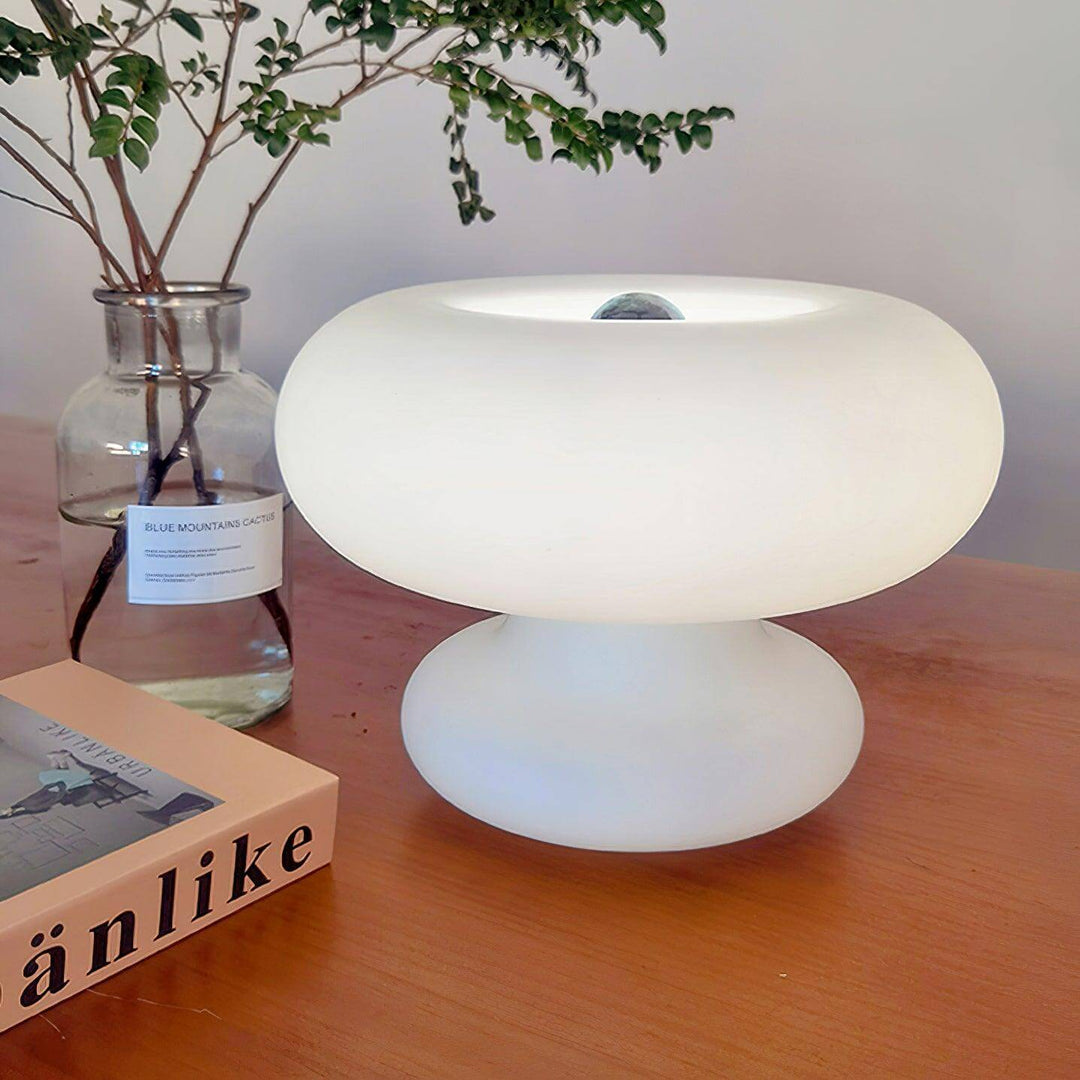 Modern Round Table Lamp with Metal Accent