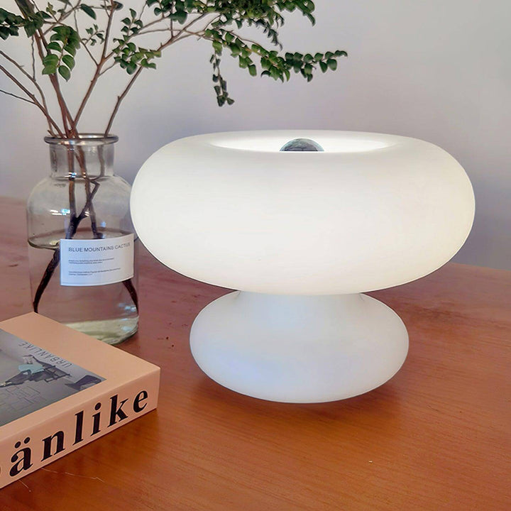 Modern Round Table Lamp with Metal Accent