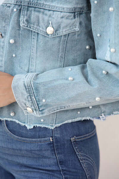 Women's Pearl-Trim Denim Jacket