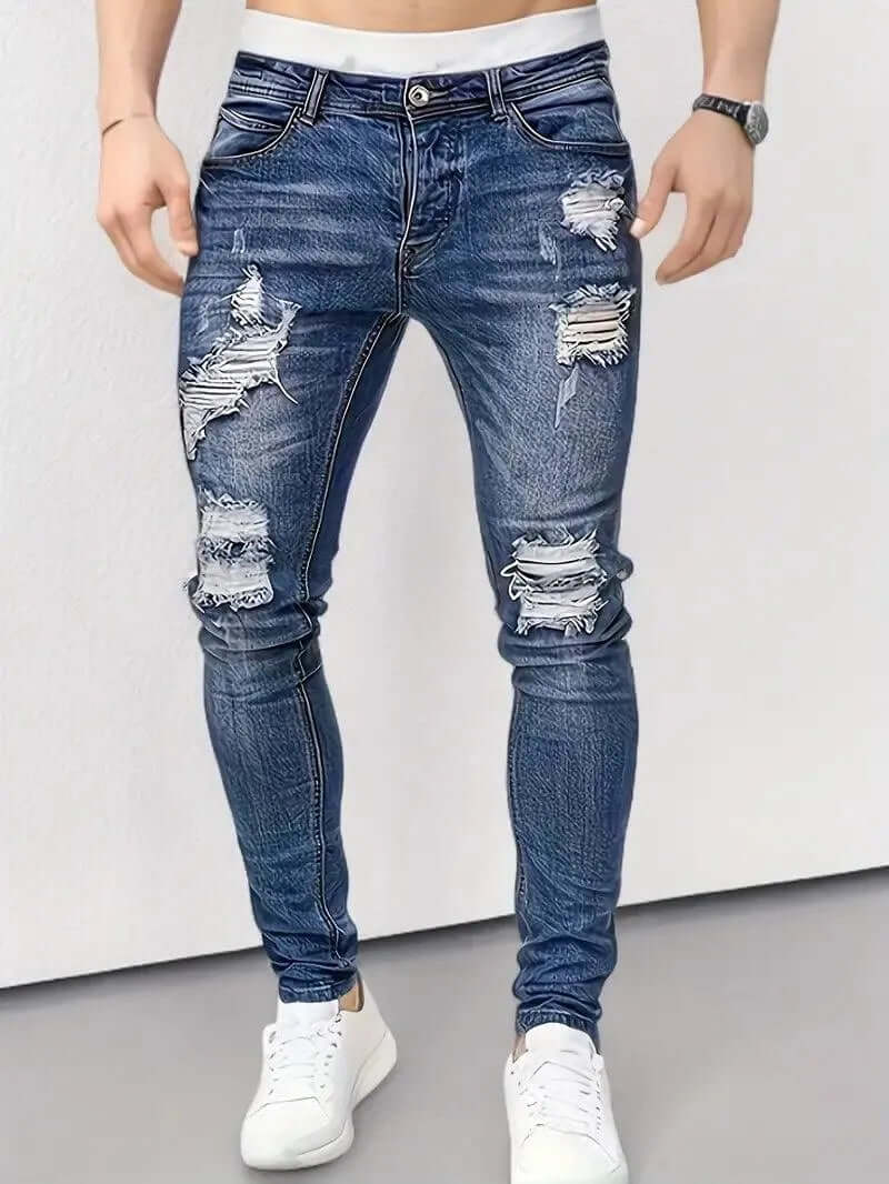 Men's Slim Fit Stretch Ripped Jeans