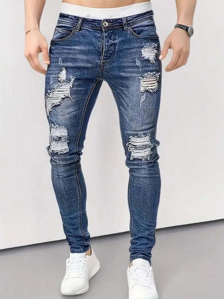 Men's Slim Fit Stretch Ripped Jeans