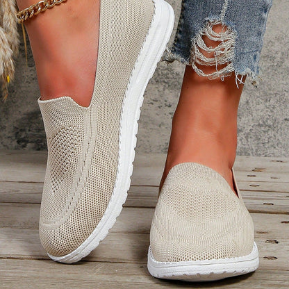 "Beige women's orthopedic breathable summer sneakers with mesh upper and wide toe box, ideal for comfort and style."
