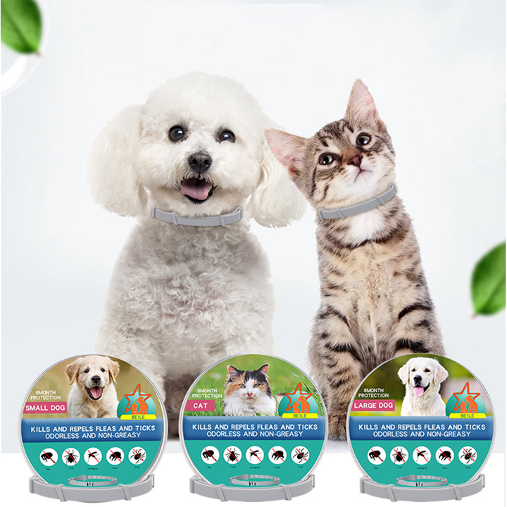 "Bio anti flea and tick collar for cats and dogs with eco-friendly protection, featuring natural oils and adjustable fit."