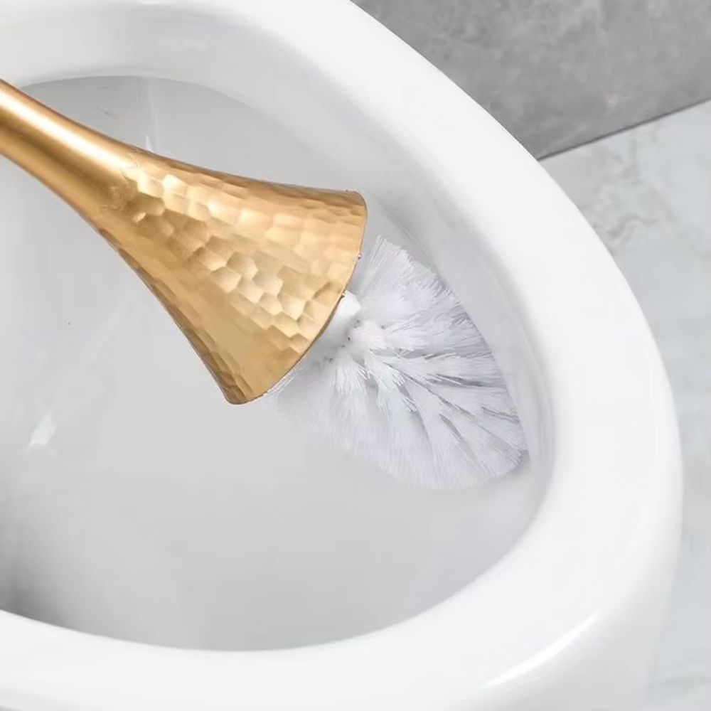 Sterling Silver luxury toilet brush, a sleek cleaning tool for modern bathrooms, offering discreet storage.