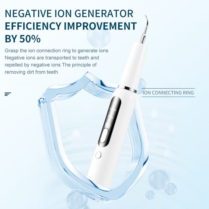 "Black pet dental tool kit for dogs and cats, ultrasonic cleaning, promotes oral hygiene and fresh breath, easy USB recharge.