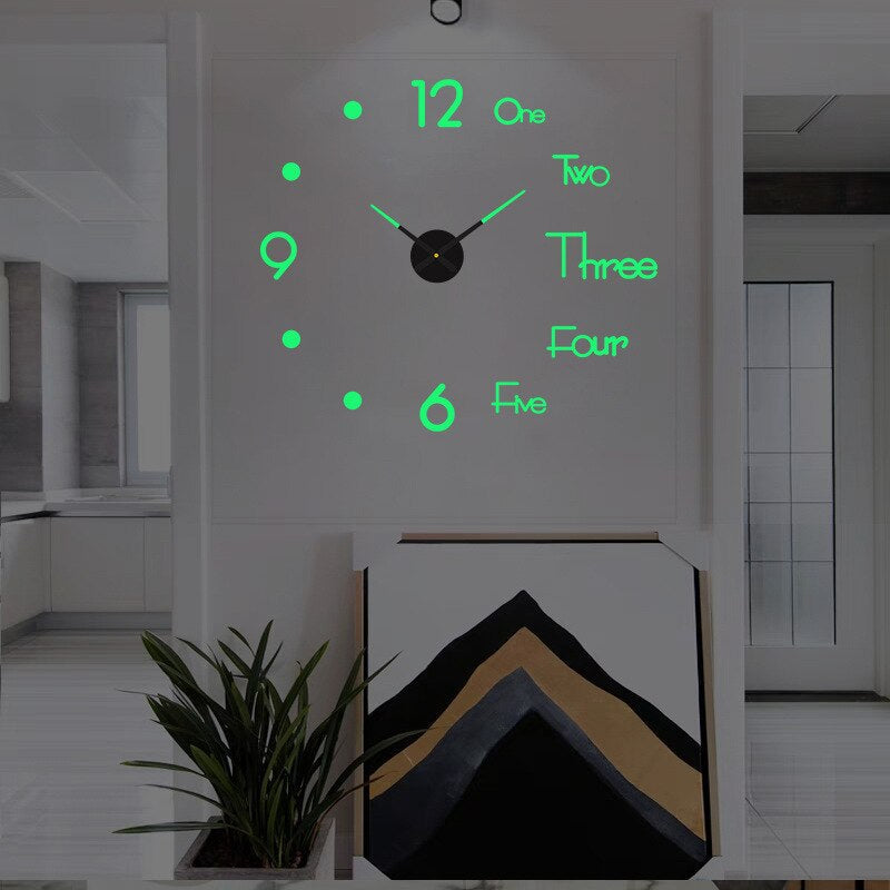 "Black Quartz Wall Clock with sleek design; enhances home decor; modern artistic style; perfect for living room or office."