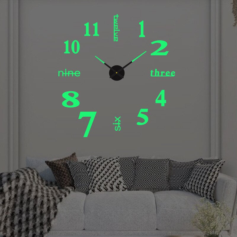 "Black Quartz Wall Clock with sleek design; enhances home decor; modern artistic style; perfect for living room or office."