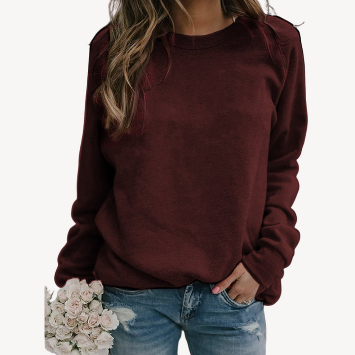 Black Women's Cotton Crewneck Casual Sweatshirt with relaxed fit, ideal for versatile everyday wear and layering.