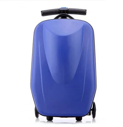 Adjustable handlebar on a sturdy kids' ride-on scooter suitcase, designed for comfortable children's travel.