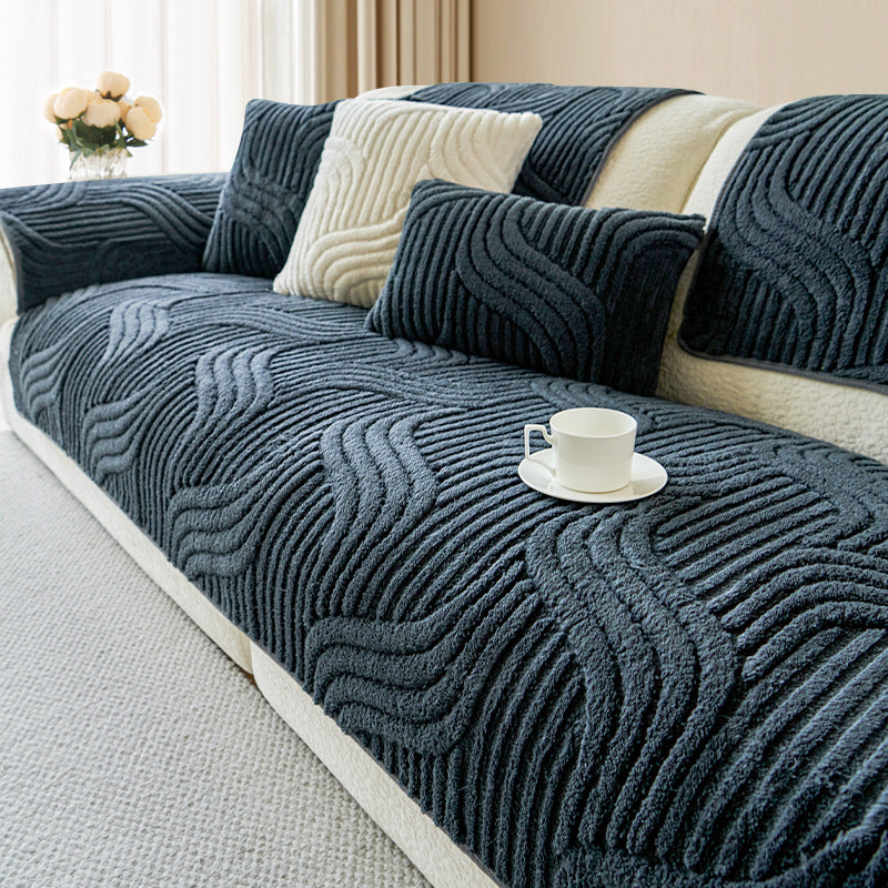 Bohemian non-slip plush sofa cover with vibrant colors and anti-slip design, perfect for stylish living room decor.