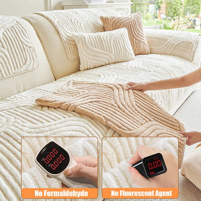 Bohemian non-slip plush sofa cover with vibrant colors and anti-slip design, perfect for stylish living room decor.
