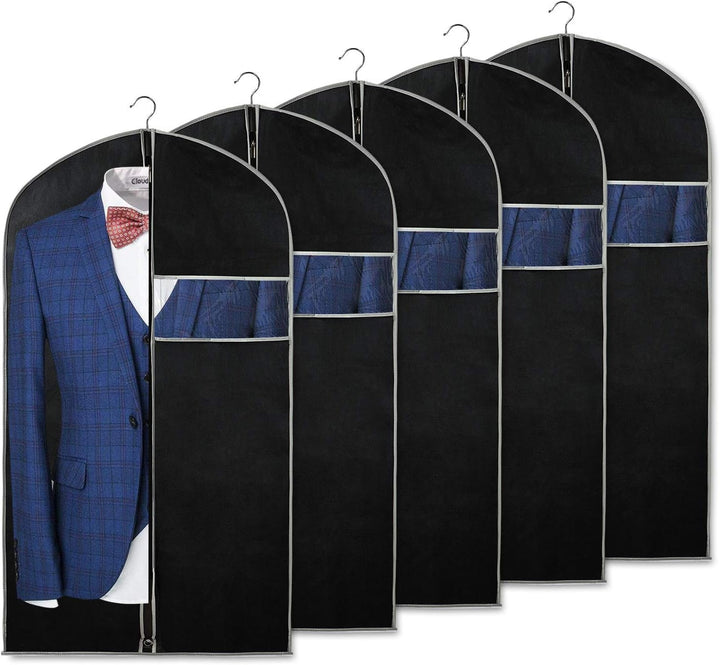 Breathable garment covers 10-pack with clear window for dust-free clothing storage & wardrobe organization.