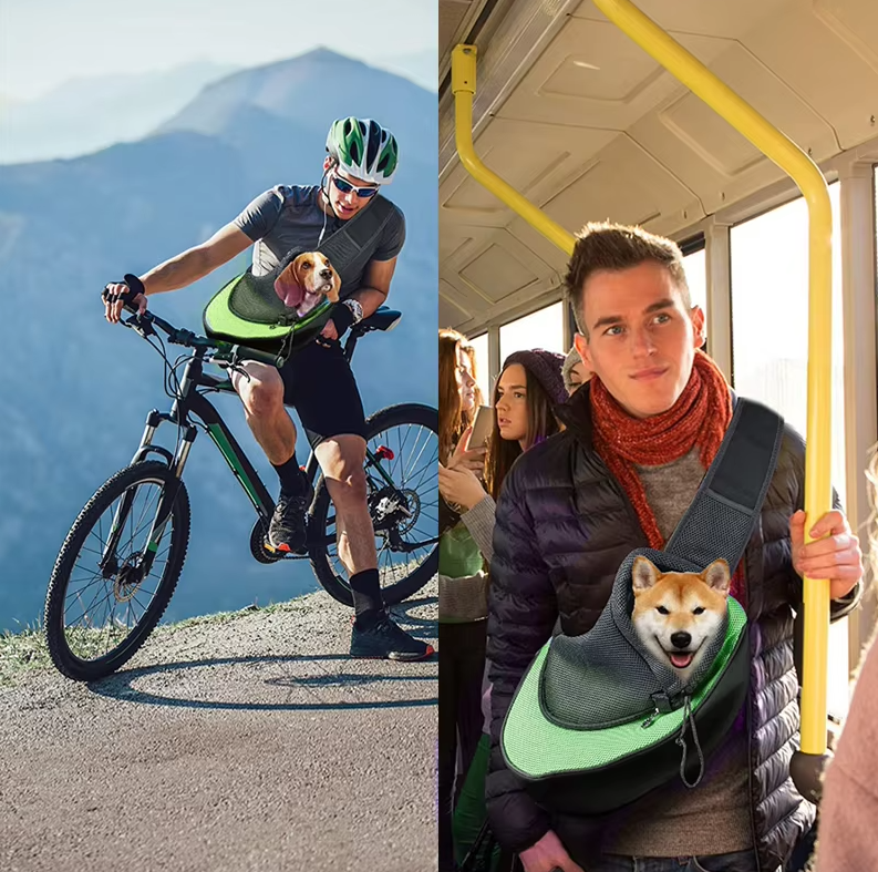 "Breathable pet carrier shoulder bag, grey with padded strap, for small dogs and cats, perfect for travel and comfort."