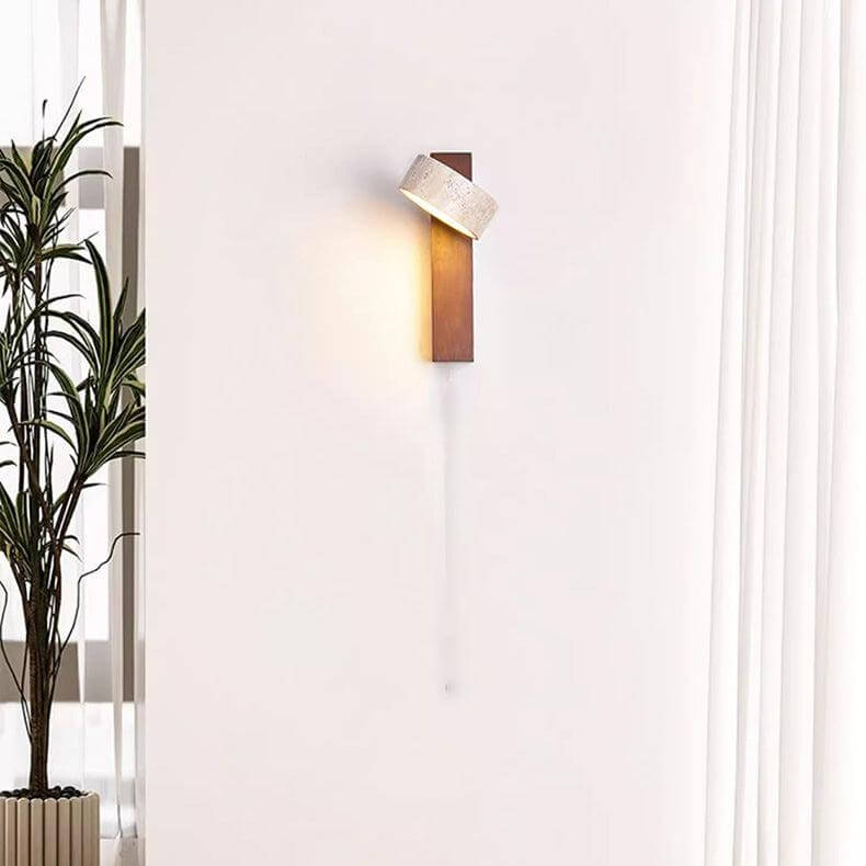 Rotatable Stone & Wood LED Wall Lamp