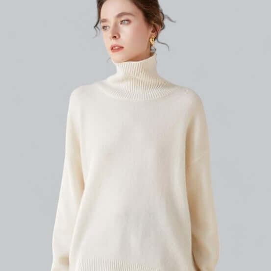 Women's Elegant Knitted Jumper Roll Neck Top