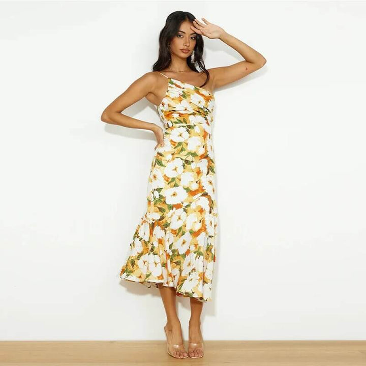 Elegant One-Shoulder Midi Dress
