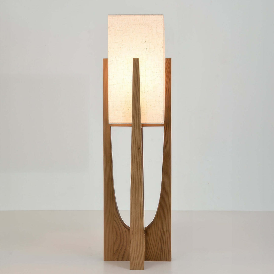 Adjustable Wooden Floor Lamp with Fabric Shade