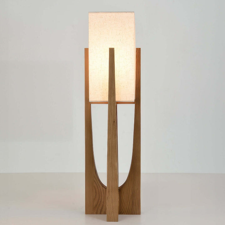 Adjustable Wooden Floor Lamp with Fabric Shade
