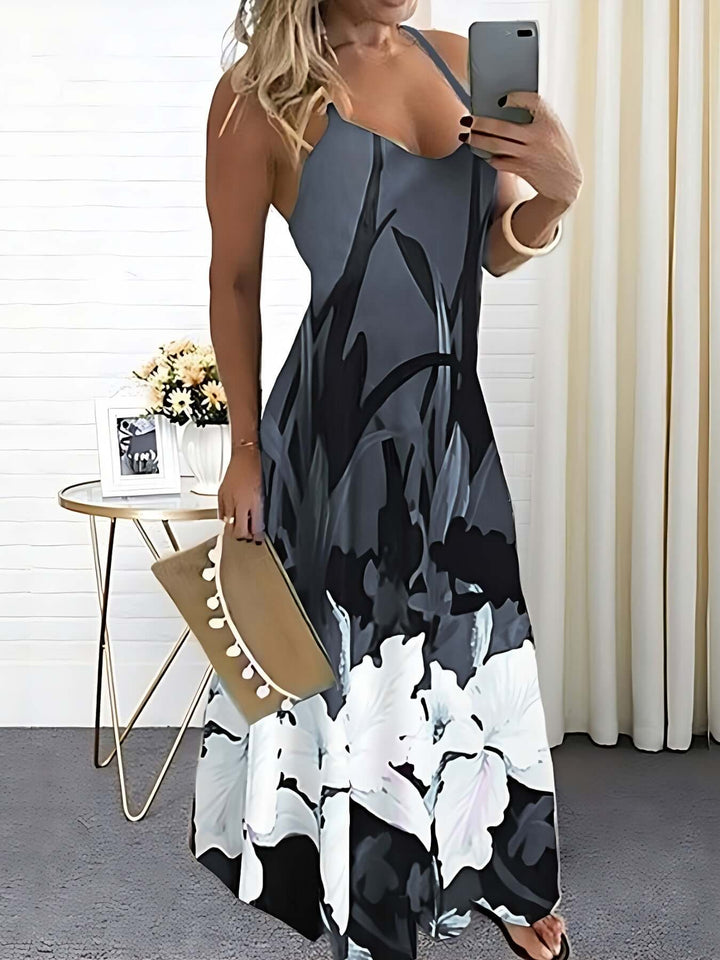 Chic floral print spaghetti strap dress