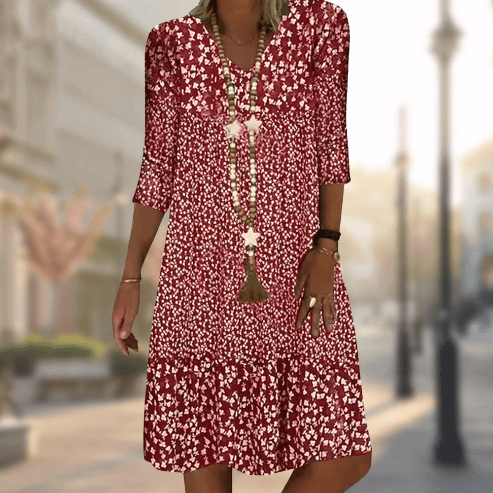 Floral Print Midi Dress Summer Comfort