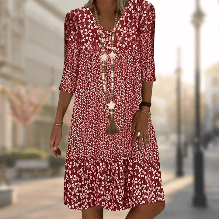 Floral Print Midi Dress Summer Comfort