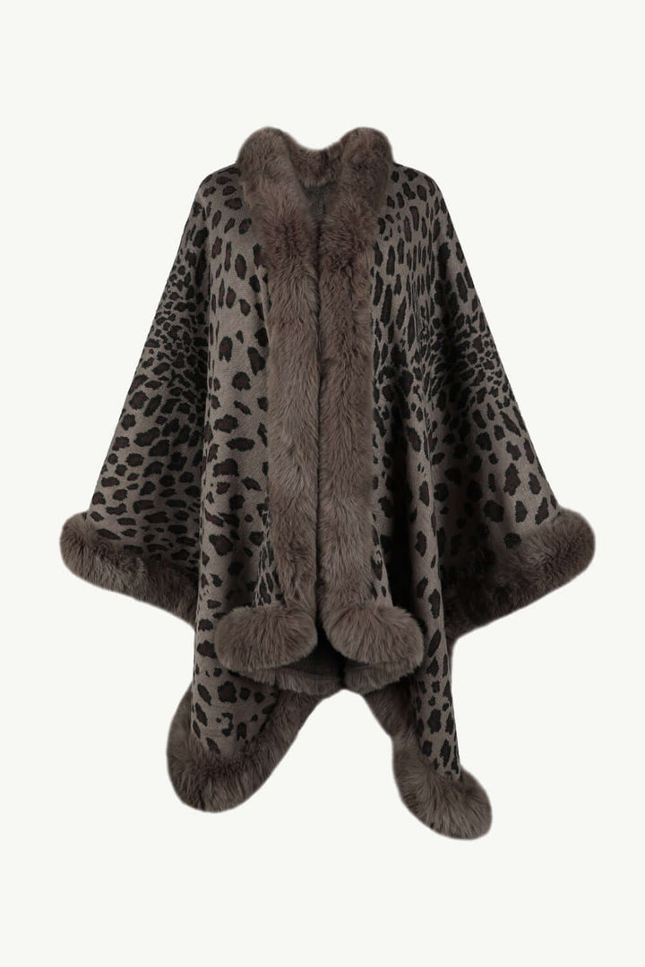 Leopard Print Open Poncho