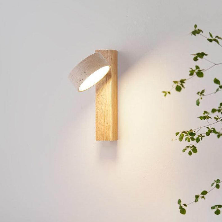 Rotatable Stone & Wood LED Wall Lamp