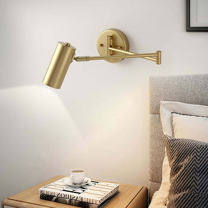 Adjustable Metal Swing Arm Wall Lamp with Integrated LED