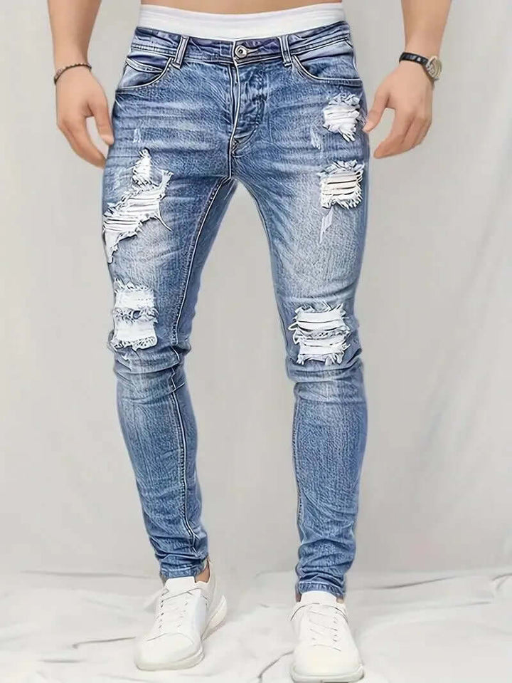 Men's Slim Fit Stretch Ripped Jeans