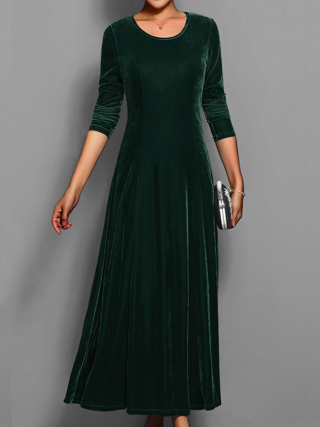 Woman in velvet winter dress