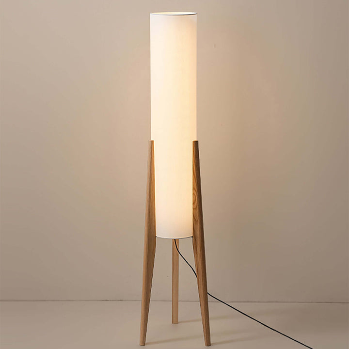 Solid Wood Floor Lamp with Fabric Shade