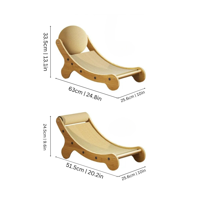 "Cat scratching post with sisal column and ball, offering a play area and furniture protection, made of natural materials."