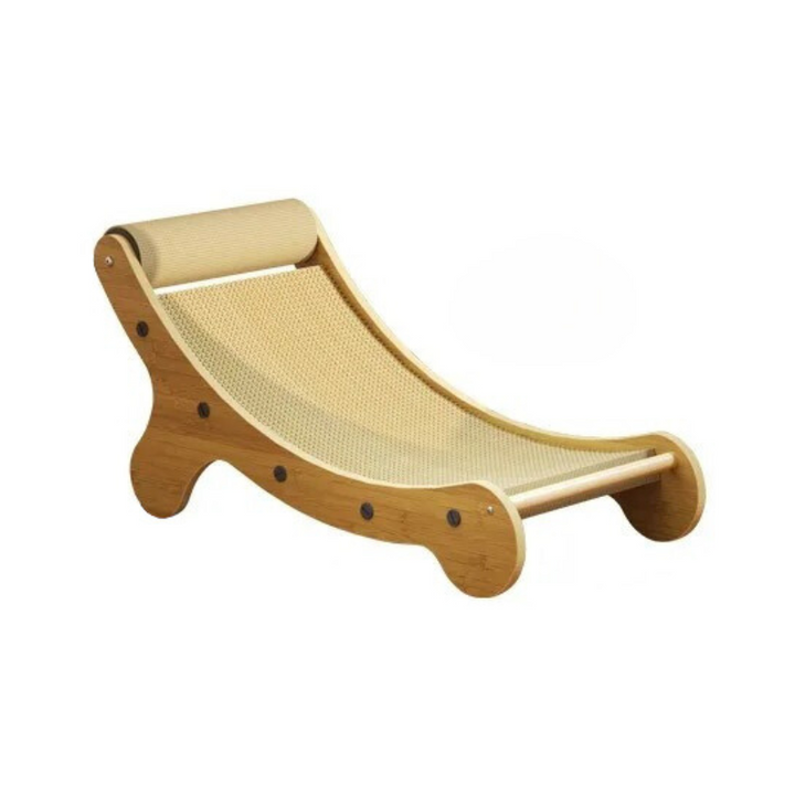 "Cat scratching post with sisal column and ball, offering a play area and furniture protection, made of natural materials."