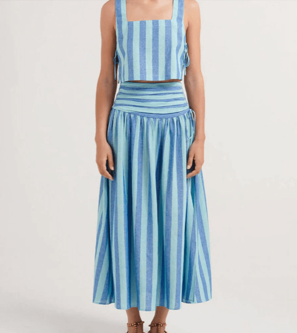 Women's Lace Top & Pleated Midi Skirt Set