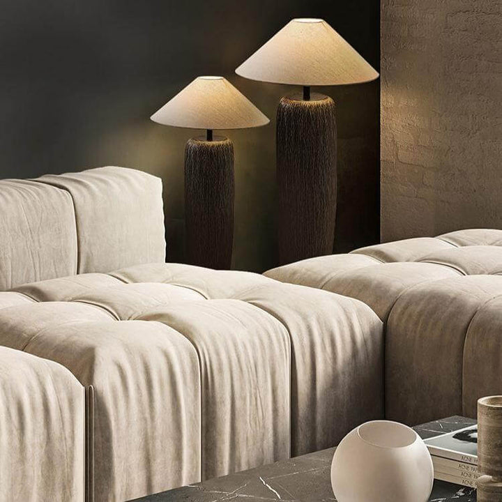 Rustic Wood Floor Lamp with Metal Accents