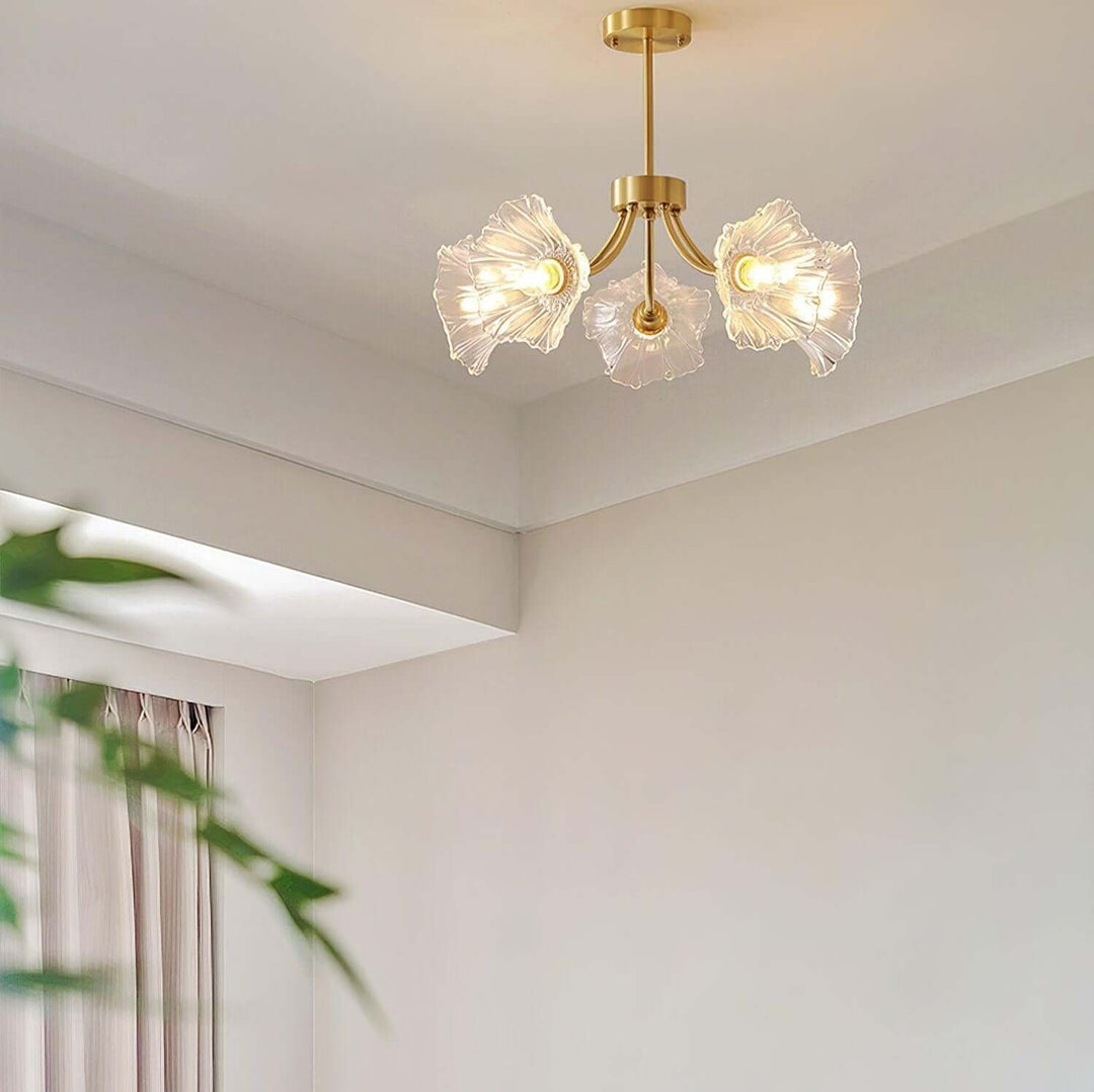 Floral Glass Chandelier, Elegant Lighting Fixture