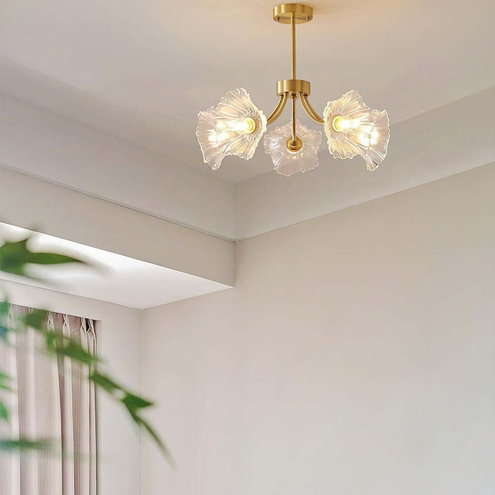 Floral Glass Chandelier, Elegant Lighting Fixture