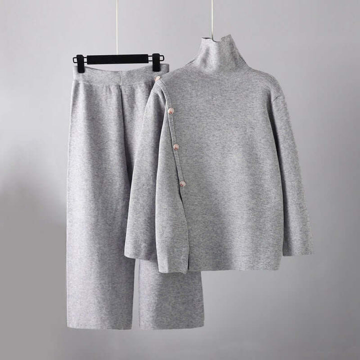 Women's Knitted Set with High Collar