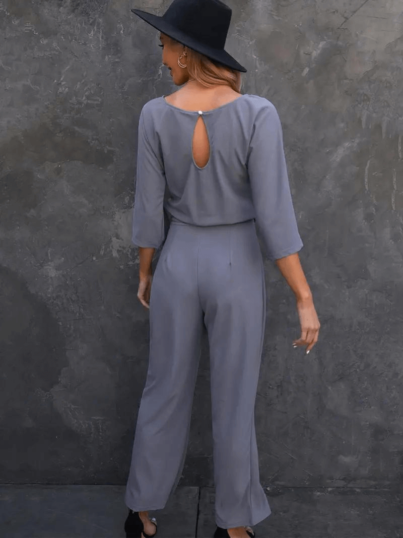 Women's Wide Leg Belted Jumpsuit