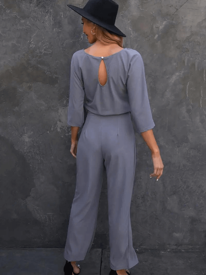 Women's Wide Leg Belted Jumpsuit
