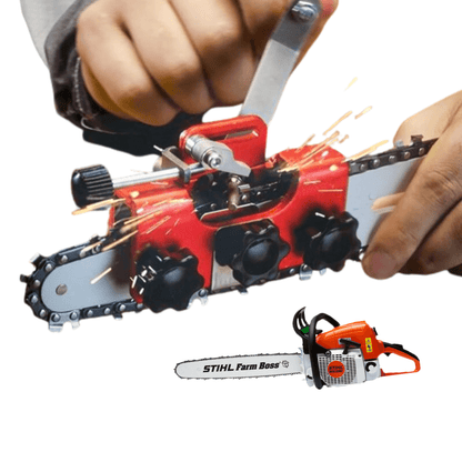 "Chainsaw chain sharpening tool with stainless steel, enhances blade efficiency with precise 30° angle sharpening."