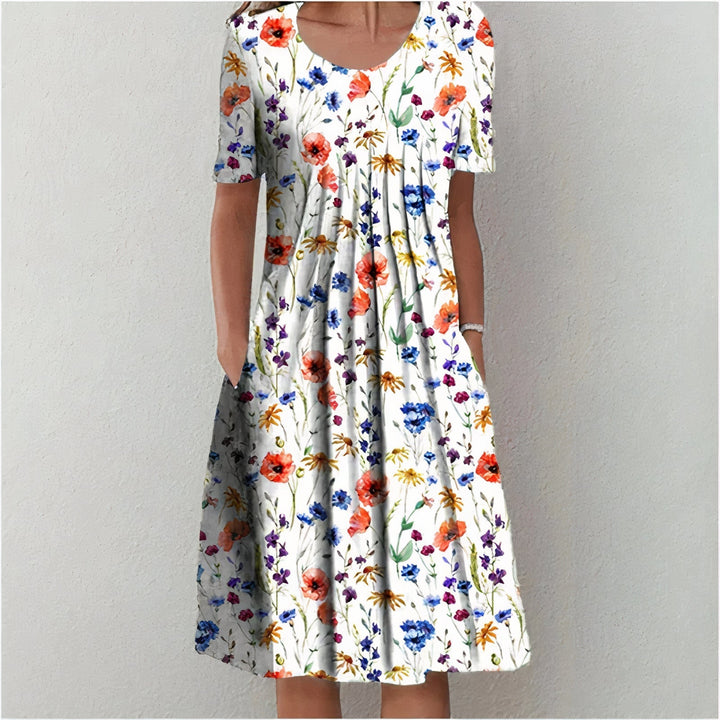 Chic cotton midi dress for women, elegant & comfortable summer fashion. Perfect for warm weather.