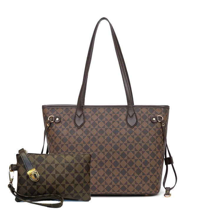 Modern women's geometric pattern tote bag. Durable and chic shoulder bag for professional work & stylish travel.